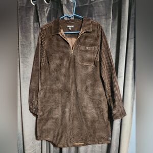 Toad&Co Brown Houndstooth Long-Sleeve Shirt Dress